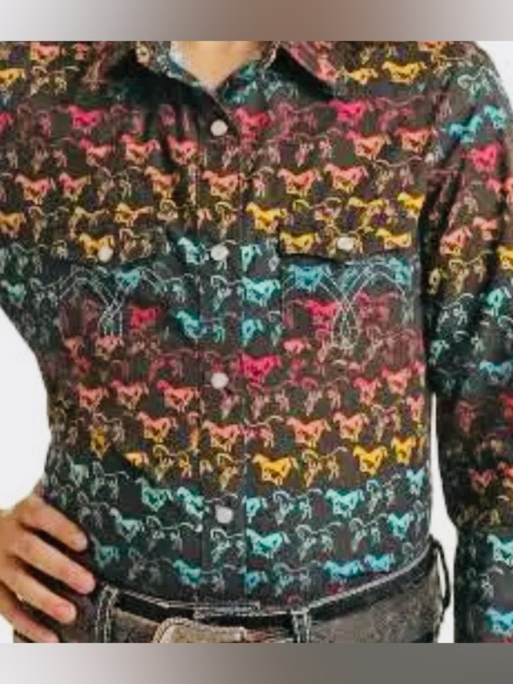 Girls Panhandle Colorful Horse Print